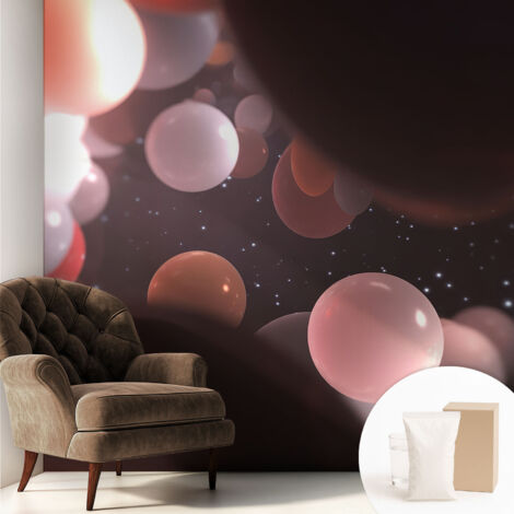 Fototapete Tapete Vliestapete mit Kleber - trendige Wanddeko - Schlafzimmer - Wohnzimmer Kosmische Kugeln 250x250 cm (1/5)