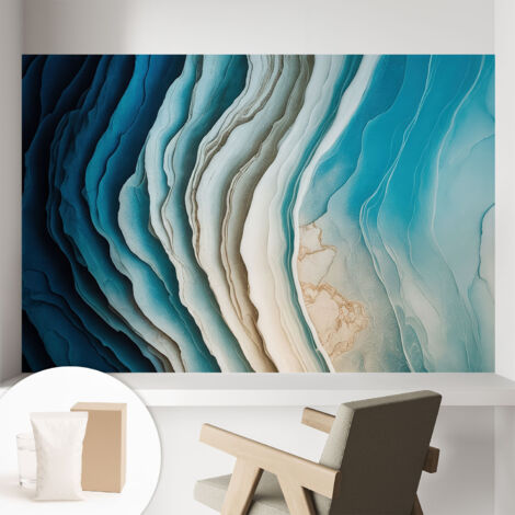 Fototapete Tapete Vliestapete mit Kleber Büro Wandgestaltung - Wanddekoration Wohnzimmer Wellen der Harmonie 104x70 cm (1/5)