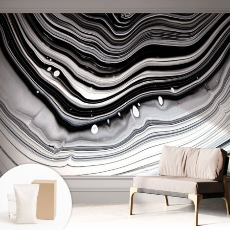Tapete Dekorative Vliestapete mit Klebe für Wand - Mustertapete - moderne Einrichtung - für Büro Optische Wellen 312x219 cm (1/5)