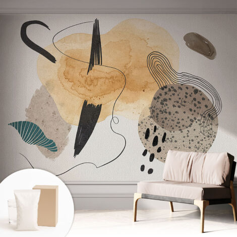 Tapete Dekorative Vliestapete mit Klebe für Wand - Mustertapete - moderne Einrichtung - für Büro Abstrakte Komposition 312x219 cm (1/5)