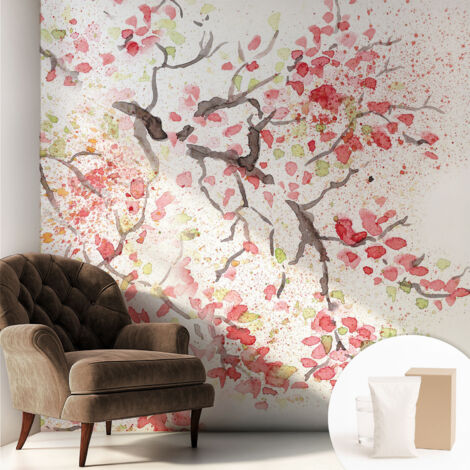 Fototapete Vliestapete mit Kleber - modern Wohnzimmer - Wanddekoration - einfach anzubringen Blühende Zweige 250x250 cm (1/5)