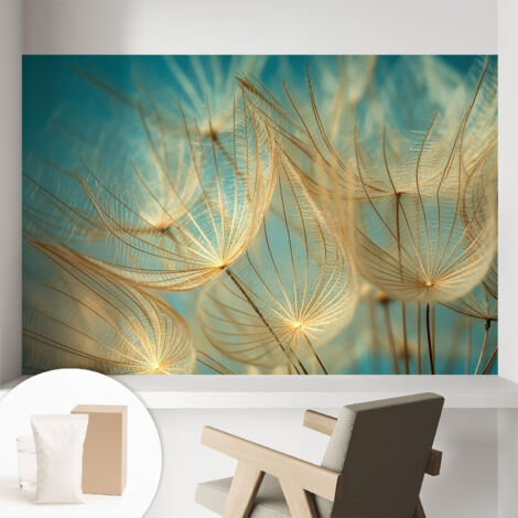 Tapete Vliestapete mit Kleber - abwaschbar - Arbeitszimmer - Esszimmer- Top Qualität Ätherische Pusteblumen 104x70 cm (1/5)