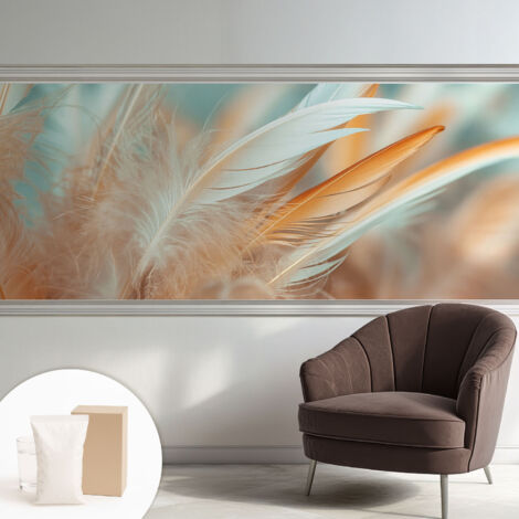 Fototapete Vliestapete mit Kleber - modern Wohnzimmer - Wanddekoration - einfach anzubringen Zarte Federn 250x104 cm (1/5)