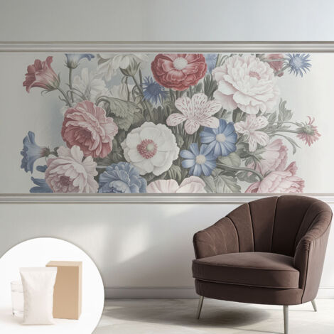 Tapete Vliestapete mit Kleber - modernes Design - Wohnungsdeko - geruchslos - langlebig Bunter Blumenstrauß 250x104 cm (1/5)