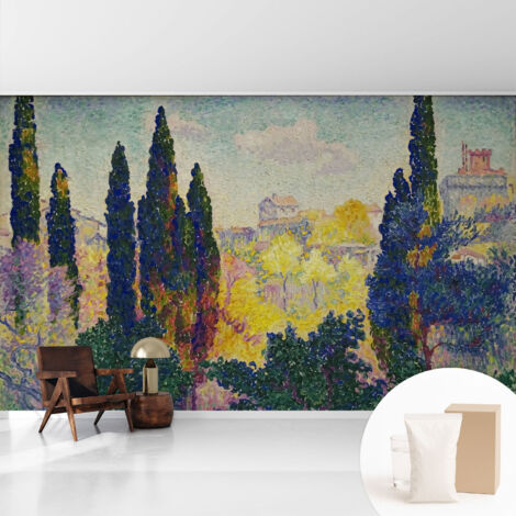 Fototapete Tapete Vliestapete mit Kleber Büro Wandgestaltung - Wanddekoration Wohnzimmer Impressionistische Landschaften 416x254 cm (1/5)