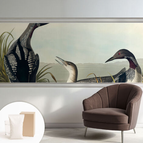 Tapete Dekorative Vliestapete mit Klebe für Wand - Mustertapete - moderne Einrichtung - für Büro Vögel am Wasser 250x104 cm (1/5)