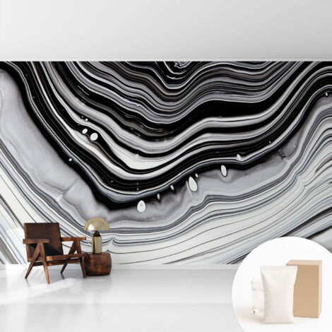 Tapete Vliestapete mit Kleber - abwaschbar - Arbeitszimmer - Esszimmer- Top Qualität Optische Wellen 416x254 cm (1/5)