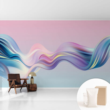 Tapete Tapete Vliestapete mit Kleber - Fototapete mit Motiv - Wandtapete modern - Wanddeko Bunte Wellen 416x254 cm (1/5)