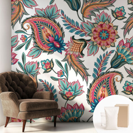 Fototapete Tapete Vliestapete mit Kleber - trendige Wanddeko - Schlafzimmer - Wohnzimmer Orientalisches Muster 250x250 cm (1/5)