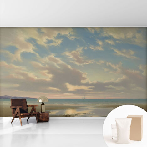 Fototapete Vliestapete mit Kleber - modern Wohnzimmer - Wanddekoration - einfach anzubringen Ruhiges Ufer 416x254 cm (1/5)