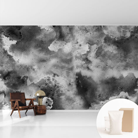 Tapete Vliestapete mit Kleber - modernes Design - Wohnungsdeko - geruchslos - langlebig Graue Wolken 416x254 cm (1/5)