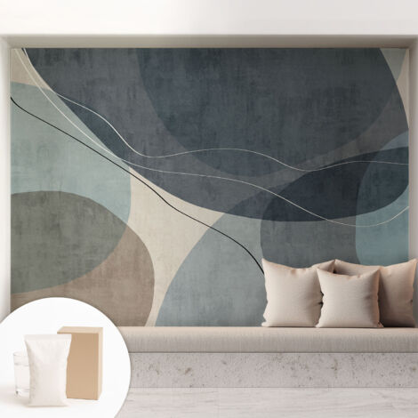 Fototapete Tapete Vliestapete mit Kleber - trendige Wanddeko - Schlafzimmer - Wohnzimmer Moderne Abstraktion 208x146 cm (1/5)