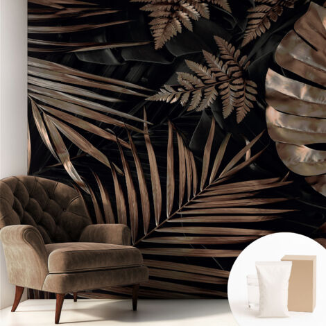Fototapete Vliestapete mit Kleber - modern Wohnzimmer - Wanddekoration - einfach anzubringen Exotische Blätter 250x250 cm (1/5)
