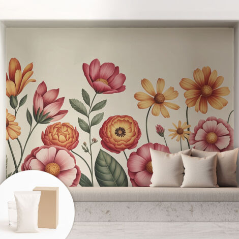 Fototapete Vliestapete mit Kleber - modern Wohnzimmer - Wanddekoration - einfach anzubringen Blumenkomposition 208x146 cm (1/5)