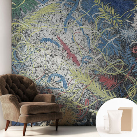 Fototapete Vliestapete mit Kleber - modern Wohnzimmer - Wanddekoration - einfach anzubringen Pflanzliche Wirbel 250x250 cm (1/5)