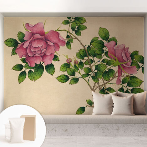 Fototapete Tapete Vliestapete mit Kleber - Wandtattoo - leicht anzubringen - Wandverkleidung Romantische Rosen 208x146 cm (1/5)