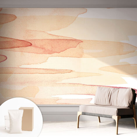 Fototapete Tapete Vliestapete mit Kleber Büro Wandgestaltung - Wanddekoration Wohnzimmer Pastellfarbene Pinselstriche 312x219 cm (1/5)