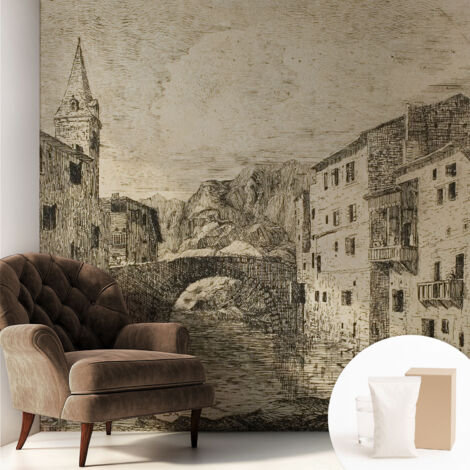 Tapete Vliestapete mit Kleber - Wanddekoration Wohnzimmer - Tapete Schlafzimmer Stadtpanorama 250x250 cm (1/5)