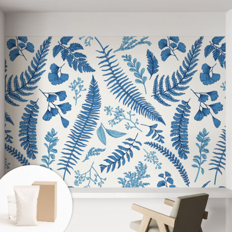 Fototapete Tapete Vliestapete mit Kleber Büro Wandgestaltung - Wanddekoration Wohnzimmer Botanische Muster 152x104 cm (1/5)