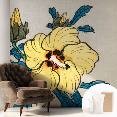Fototapete Vliestapete mit Kleber - modern Wohnzimmer - Wanddekoration - einfach anzubringen Gelbe Blume 250x250 cm (1/5)