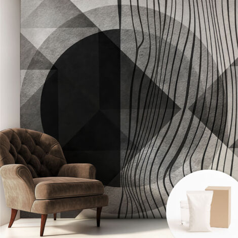 Tapete Vliestapete mit Kleber - Wandgestaltung - Tapete Wohnzimmer - Flur Eingangsbereich Abstrakte Formen 250x250 cm (1/5)