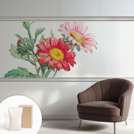 Tapete Dekorative Vliestapete mit Klebe für Wand - Mustertapete - moderne Einrichtung - für Büro Zarte Blumen 250x104 cm (1/5)