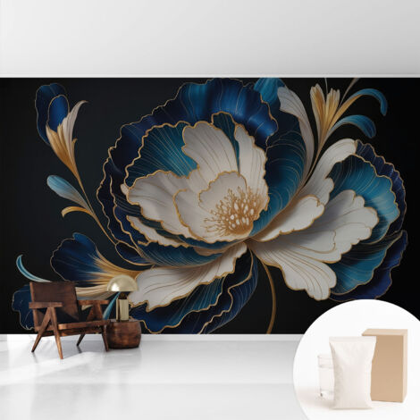 Fototapete Vliestapete mit Kleber - modern Wohnzimmer - Wanddekoration - einfach anzubringen Blumenmuster 416x254 cm (1/5)