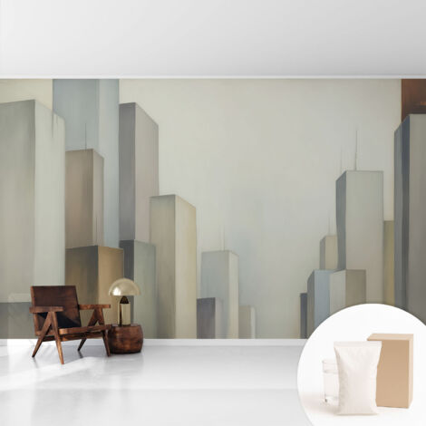 Tapete Vliestapete mit Kleber Wandtapete modern - Tapete mit Motiv - Tapete Schlafzimmer Stadthochhäuser 416x254 cm (1/5)