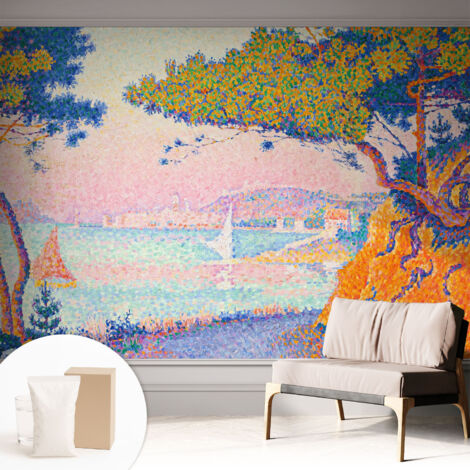 Fototapete Vliestapete mit Kleber - modern Wohnzimmer - Wanddekoration - einfach anzubringen Farbenfrohe Landschaft 312x219 cm (1/5)