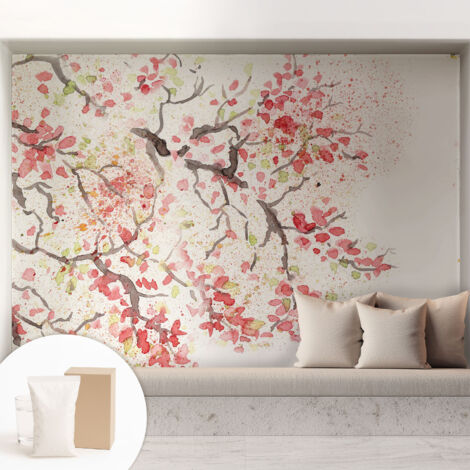 Tapete Vliestapete mit Kleber - Wanddekoration Wohnzimmer - Tapete Schlafzimmer Blühende Zweige 208x146 cm (1/5)