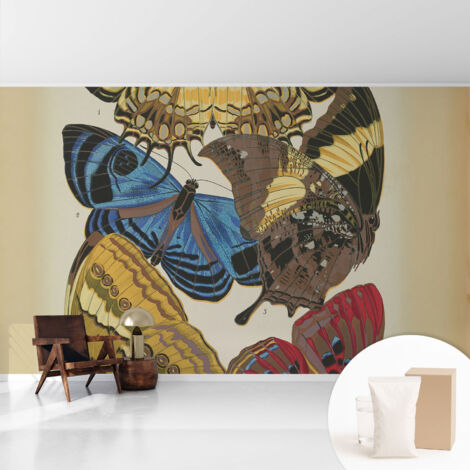 Fototapete Vliestapete mit Kleber - modern Wohnzimmer - Wanddekoration - einfach anzubringen Schmetterlinge als Inspiration 416x254 cm (1/5)