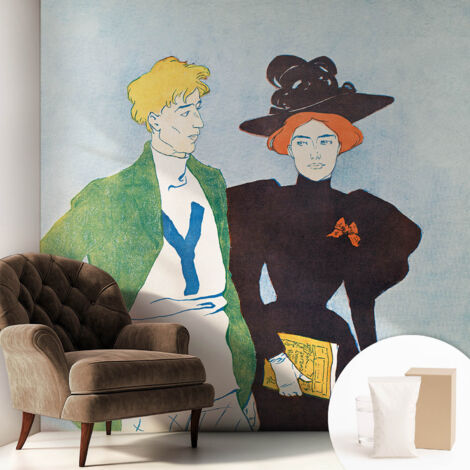 Tapete Vliestapete mit Kleber - Wandgestaltung - Tapete Wohnzimmer - Flur Eingangsbereich Retro-Stil 250x250 cm (1/5)
