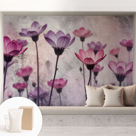 Tapete Vliestapete mit Kleber Wandtapete modern - Tapete mit Motiv - Tapete Schlafzimmer Pastellfarbene Blumen 208x146 cm (1/5)