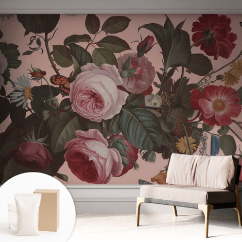 Tapete Vliestapete mit Kleber - abwaschbar - Arbeitszimmer - Esszimmer- Top Qualität Blumige Eleganz 312x219 cm (1/5)