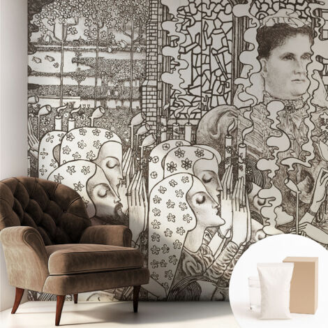 Tapete Dekorative Vliestapete mit Klebe für Wand - Mustertapete - moderne Einrichtung - für Büro Blumenporträts 250x250 cm (1/5)