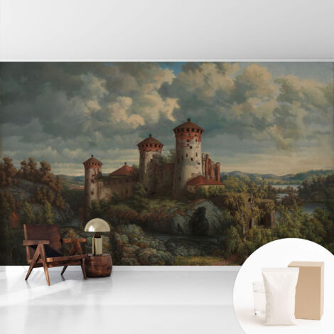 Tapete Vliestapete mit Kleber - Wandgestaltung - Tapete Wohnzimmer - Flur Eingangsbereich Romantische Landschaft 416x254 cm (1/5)