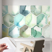 Fototapete Selbstklebend - Wanddekoration - Wandfolie - 3D Tapete Wand - Wohnungsdeko Pastellfarbene Sechsecke 104x70 cm