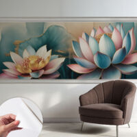 Selbstklebend Tapete modern - Wanddeko für Küche - Klebefolie Wand - luxus Look Lotusblumen der Harmonie 250x104 cm