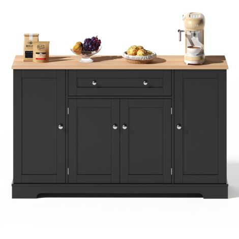 Buffet 138cm multifonctionnel - Couv.+tiroir, portes étagères réglables - Idéal cuisine/salon