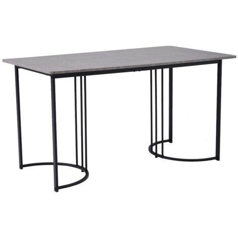Table à manger rectangulaire 140x80cm - Plateau Modèle de marbre moderne & pieds réglables - Structure métal grise - Cuisine/salon (1/5)