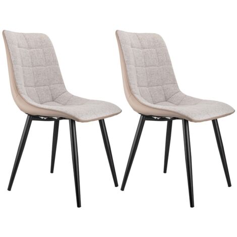 Chaise design rembourrée - Lot de 2 - Lin/similicuir & structure métal - Polyvalente salon/salle à manger (1/5)