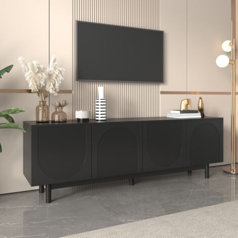 Meuble TV design noir moderne - Lowboard 175cm - Inserts réglables - Léger & élégant - Rangement optimisé (1/5)