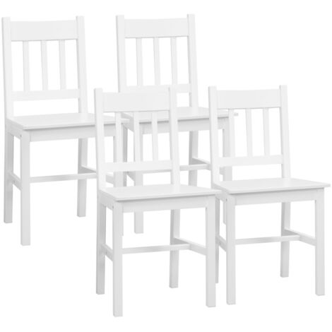 Lot de 4 chaises de salle à manger modernes en pin blanc avec dossier – Idéales pour cuisine et salon (1/5)