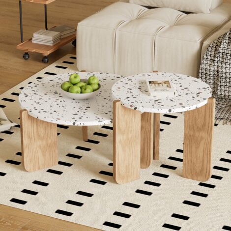 Table basse brillante 72x72x30cm - boîte rangement amovible - éclairage LED - blanc & noir - design moderne (1/5)