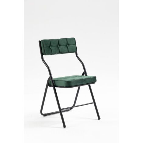 Chaise pliante pack de 2 avec coussin, portable pour salle à manger, cuisine, bureau, invités, fête et mariage, couleur verte. (1/5)