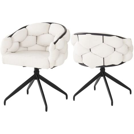 Chaise pivotante 360° en velours luxe beige (lot de 2), dossier confortable et design moderne pour salle à manger, salon ou maquillage, style ergonomique et élégant (1/5)