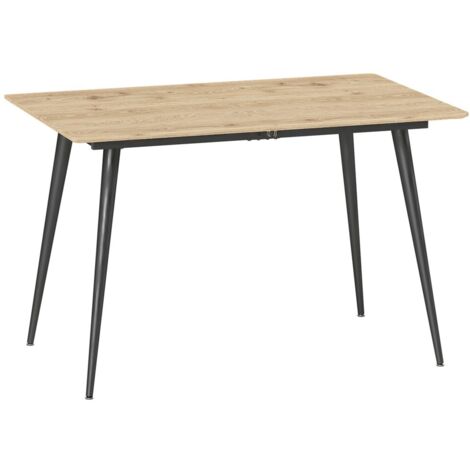 Table extensible 120/160 x 75 cm – Plateau en bois naturel – Piètement acier robuste – Pour 6 à 8 personnes – Design moderne (1/5)