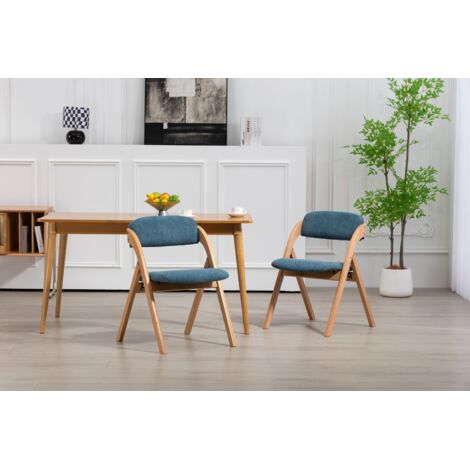 Chaise pliante bleue avec siège rembourré et housse amovible, empilable, pour salle à manger, cuisine, bureau et réceptions, pack de 2 chaises confortables (1/5)