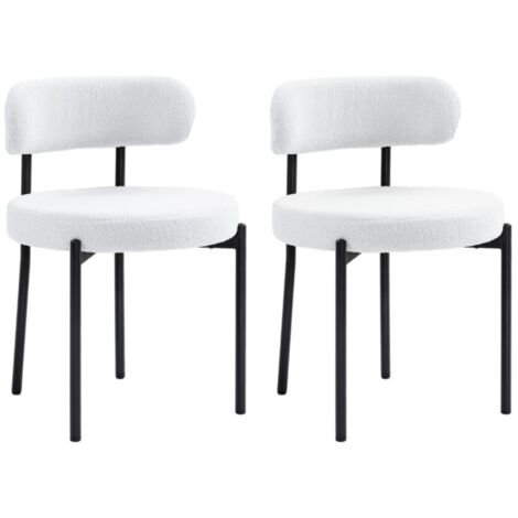 Chaise de salle à manger ensemble de 2 avec assise molletonnée rembourrée - Structure en métal robuste et design épuré - Confort optimal pour cuisine ou salle à manger couleur blanc crème (1/5)