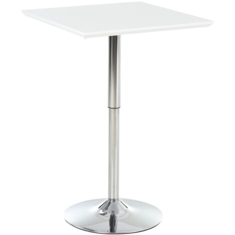 Table haute et meuble bar réglable en hauteur de 71 à 92cm - Structure en acier robuste et plateau carré 60x60cm - Usage intérieur et extérieur pour cuisine ou jardin couleur blanc (1/5)